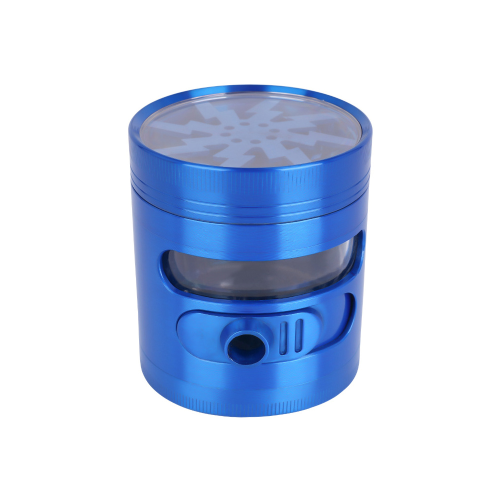 Electric Herb Grinder 63Mm Zinc Alloy Lightning Smoke Grinder, Four Layer Metal Smoke Grinder With Light