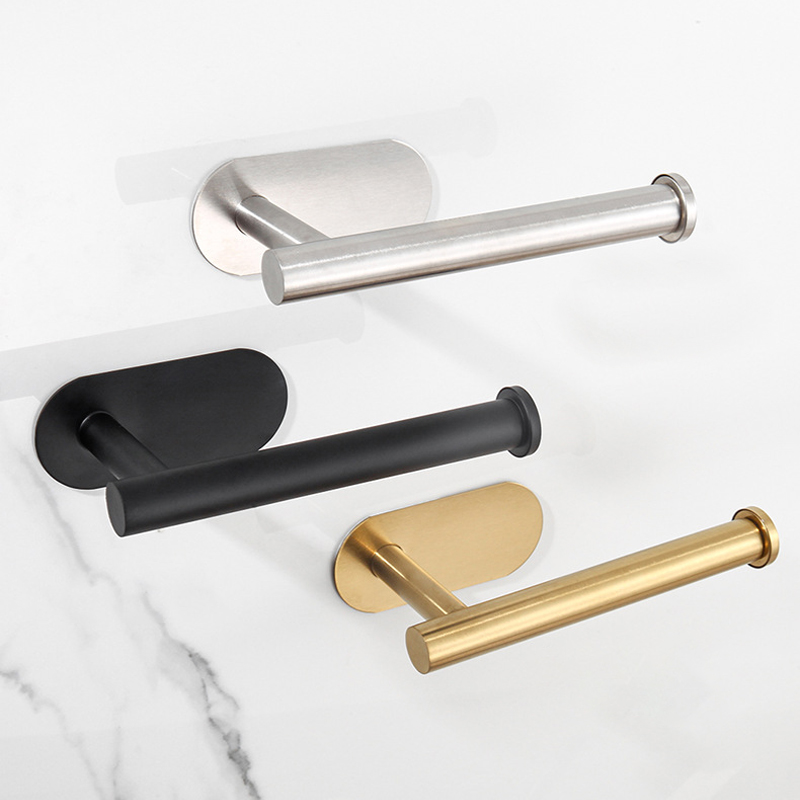 Eco-Friendly Adhesive/Drilling Toilet Holder Recycled Stainless Steel Bathroom Organizer 304 Stainless Steel TP Paper Holder 