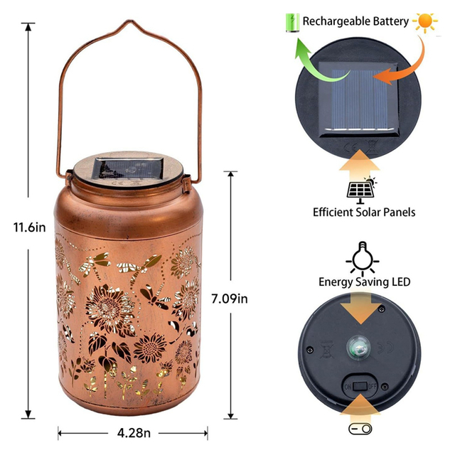 Solar courtyard hummingbird wrought iron outdoor hollow lanterns waterproof projection garden decorative balcony hanging lights for Mothers Day Gifts