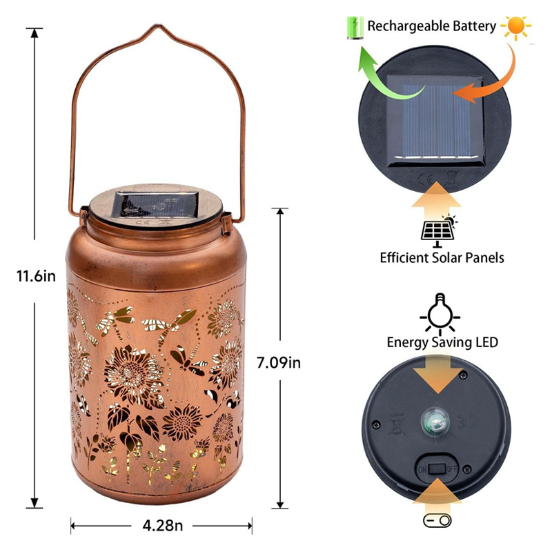 Solar courtyard hummingbird wrought iron outdoor hollow lanterns waterproof projection garden decorative balcony hanging lights for Mothers Day Gifts