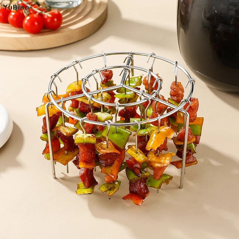 Home Kitchen Family Gatherings Party Grill Accessory Dishwasher Safe Stackable Stainless Kabob Racks 12/24-string Needle Barbecue Grill