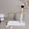 Multi-Slots Openwork Design Toothbrush Rack Stainless Steel Bracket Bathroom Holder Stand Accessory Resin Marble Base for Storage and Organizer