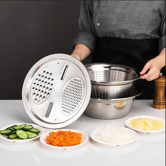 Rustproof Design Multi-Functional 410/201 Stainless Steel Food Processor Vegetable Spiralizer Cheese Grater Non-Slip Base Bulk Kitchen Tool for Restaurants