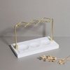 Multi-Slots Openwork Design Toothbrush Rack Stainless Steel Bracket Bathroom Holder Stand Accessory Resin Marble Base for Storage and Organizer