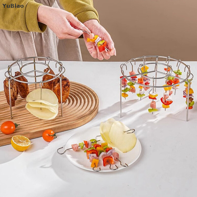 Home Kitchen Family Gatherings Party Grill Accessory Dishwasher Safe Stackable Stainless Kabob Racks 12/24-string Needle Barbecue Grill
