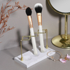 Multi-Slots Openwork Design Toothbrush Rack Stainless Steel Bracket Bathroom Holder Stand Accessory Resin Marble Base for Storage and Organizer