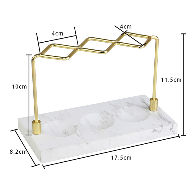 Multi-Slots Openwork Design Toothbrush Rack Stainless Steel Bracket Bathroom Holder Stand Accessory Resin Marble Base for Storage and Organizer