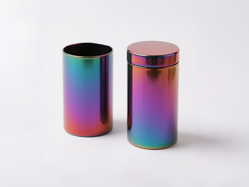 Cylindrical shape, rainbow gradient surface, orderly pink - purple - blue transition, neat lid connection, vivid and gorgeous color.