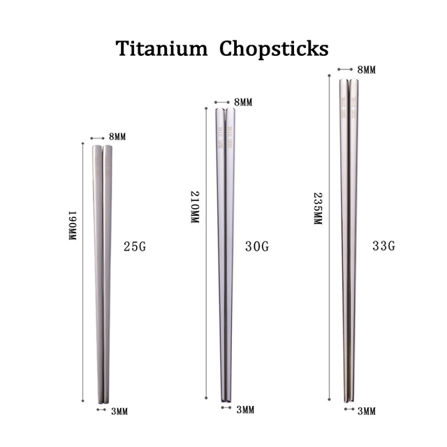 Wholesale 304 316 Stainless Steel Chopsticks Titanium Modern Simple and non-slip Chopsticks Square Lightweight Chop Sticks