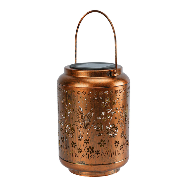 Solar courtyard hummingbird wrought iron outdoor hollow lanterns waterproof projection garden decorative balcony hanging lights for Mothers Day Gifts